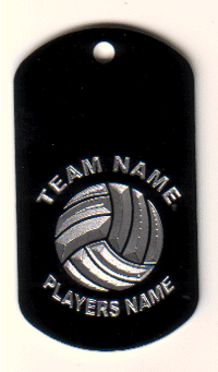 Your Team & Players Name with Volleyball Engraved Dog Tag with Chain